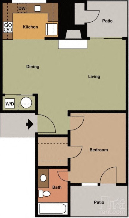 platform floor plan of a house with bedrooms and a living room